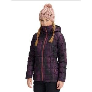 Burton AK Baker Jacket Women S Black Purple Drip Camo Hooded Insulator Zip Coat